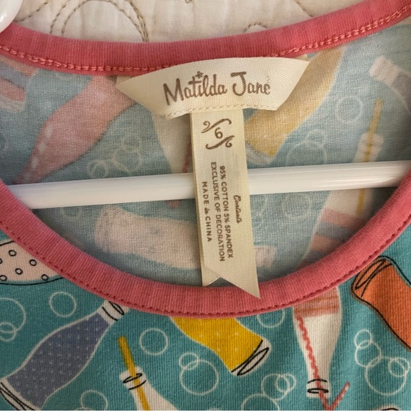 Matilda Jane Soda Lightful Teal Puff Sleeve Sundress Soda Bottle Print Size 6 - Picture 8 of 8